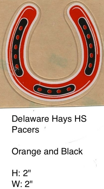 Deleware Hayes Pacers HS 2012 (OH) Orange and Black Horse Shoe outlined in white
